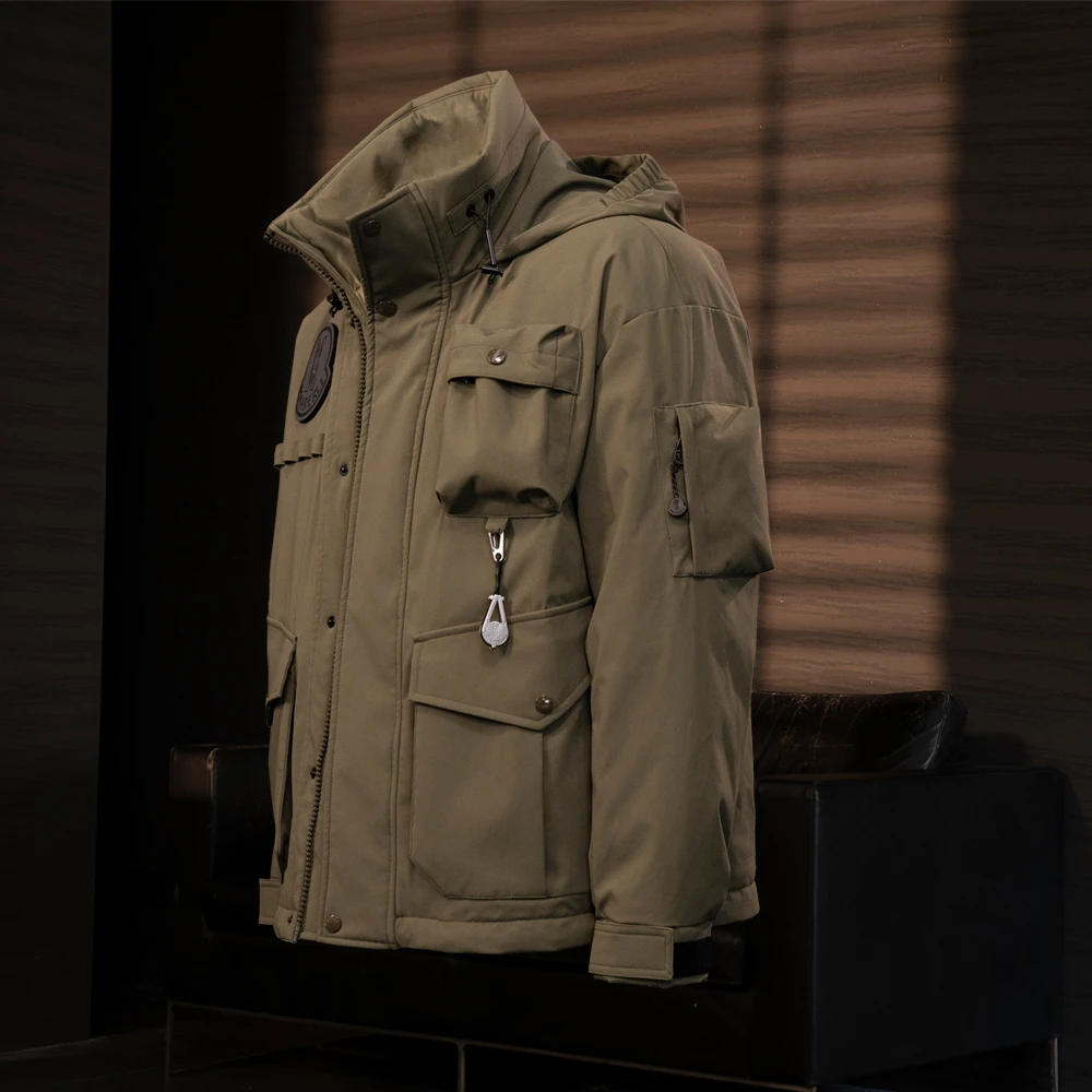 2024秋冬户外高品质保暖鹅绒服连帽防风休闲羽绒服男款冲锋滑雪