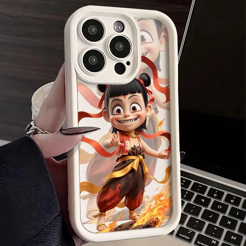 哪吒三太子天眼纹适用于苹果16手机壳华为vivo小米15oppo挂绳新款