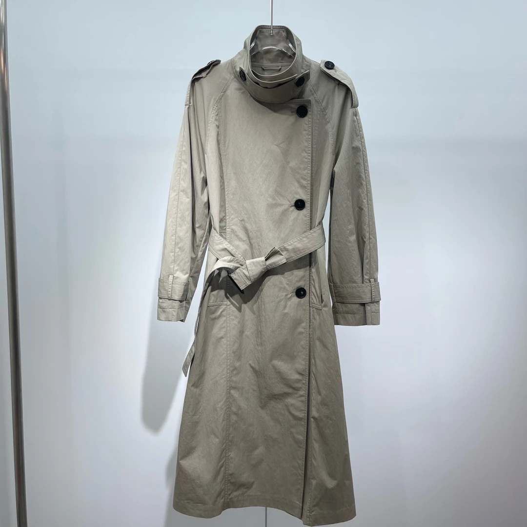 常规长款系带厚款春季中长款风衣2102