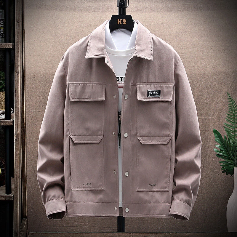 男士外套春秋季新款韩版潮牌休闲纯色百搭宽松牛仔上衣工装夹克