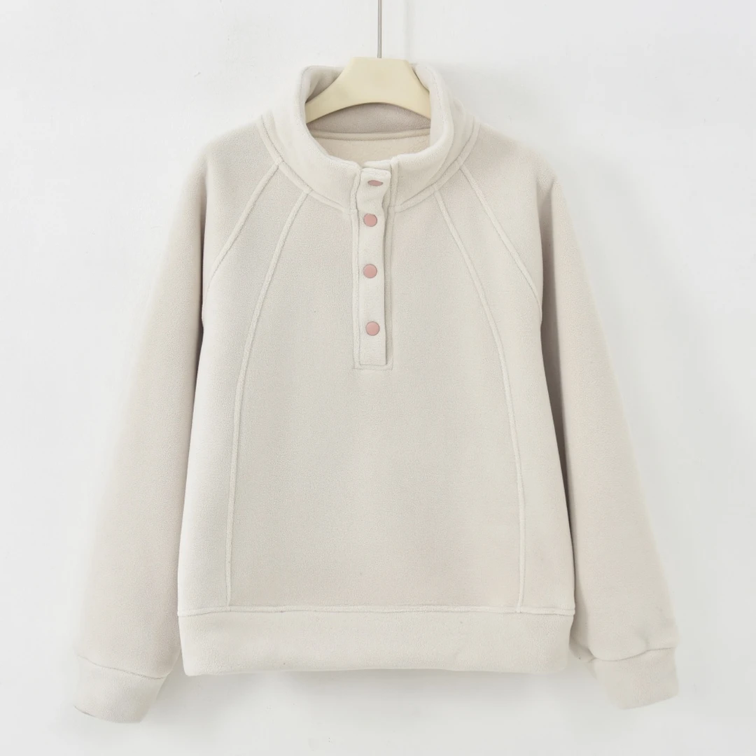 XUXU-[钉扣立领]2025秋冬新款加绒百搭保暖时尚女卫衣HT-2662