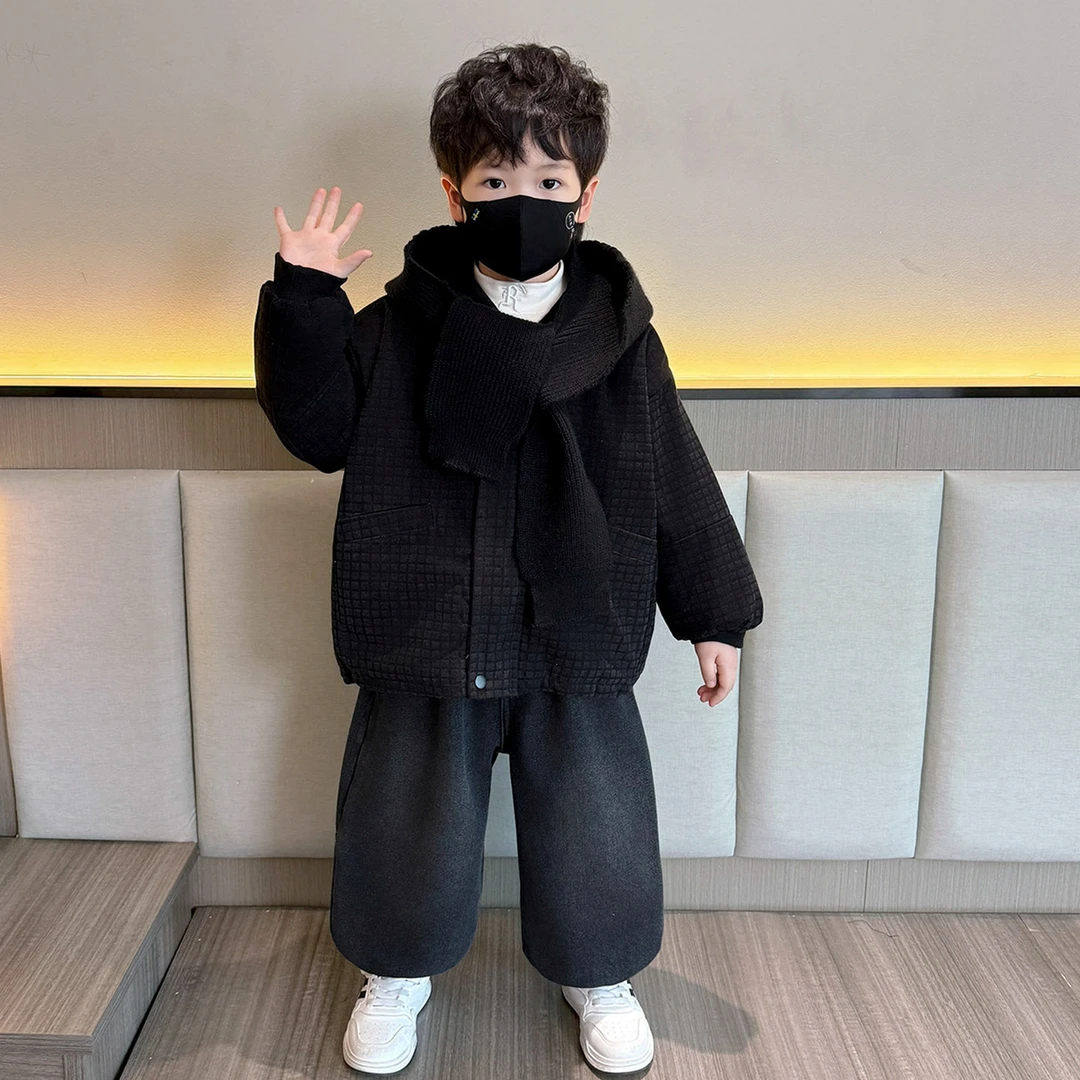 男童外套秋冬2025新款洋气儿童冬季夹棉宝宝深秋加厚男孩二棉棉服