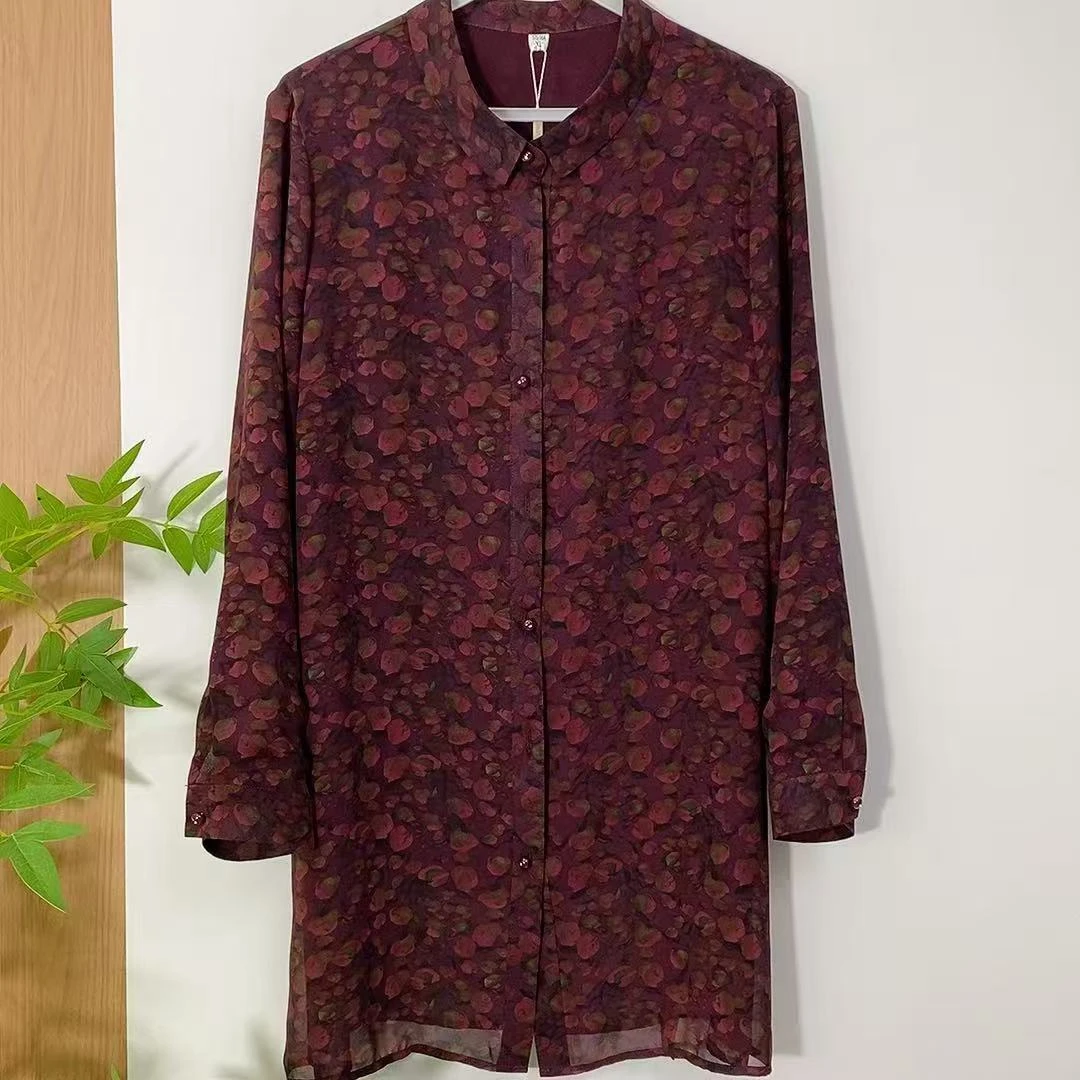 f1316夏季新款纱中式中长衬衣