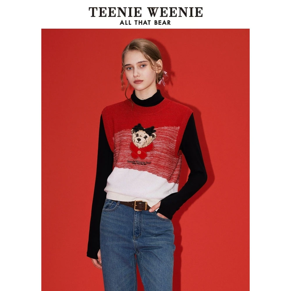 【商场同款新品】TeenieWeenie小熊25渐变毛衣针织背心TTKN251101T