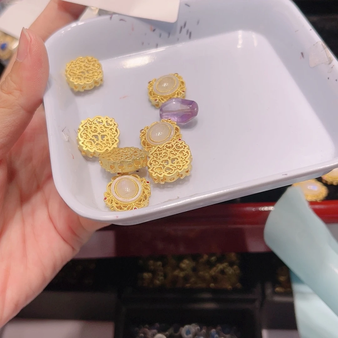 水晶珠宝半成品银S925镀金镶嵌122