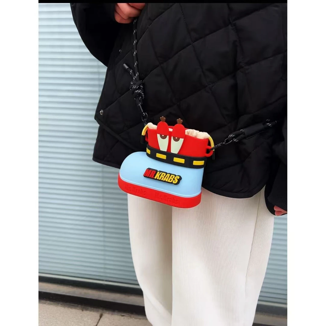 小众设计红色拼色蟹老板小型包包46156