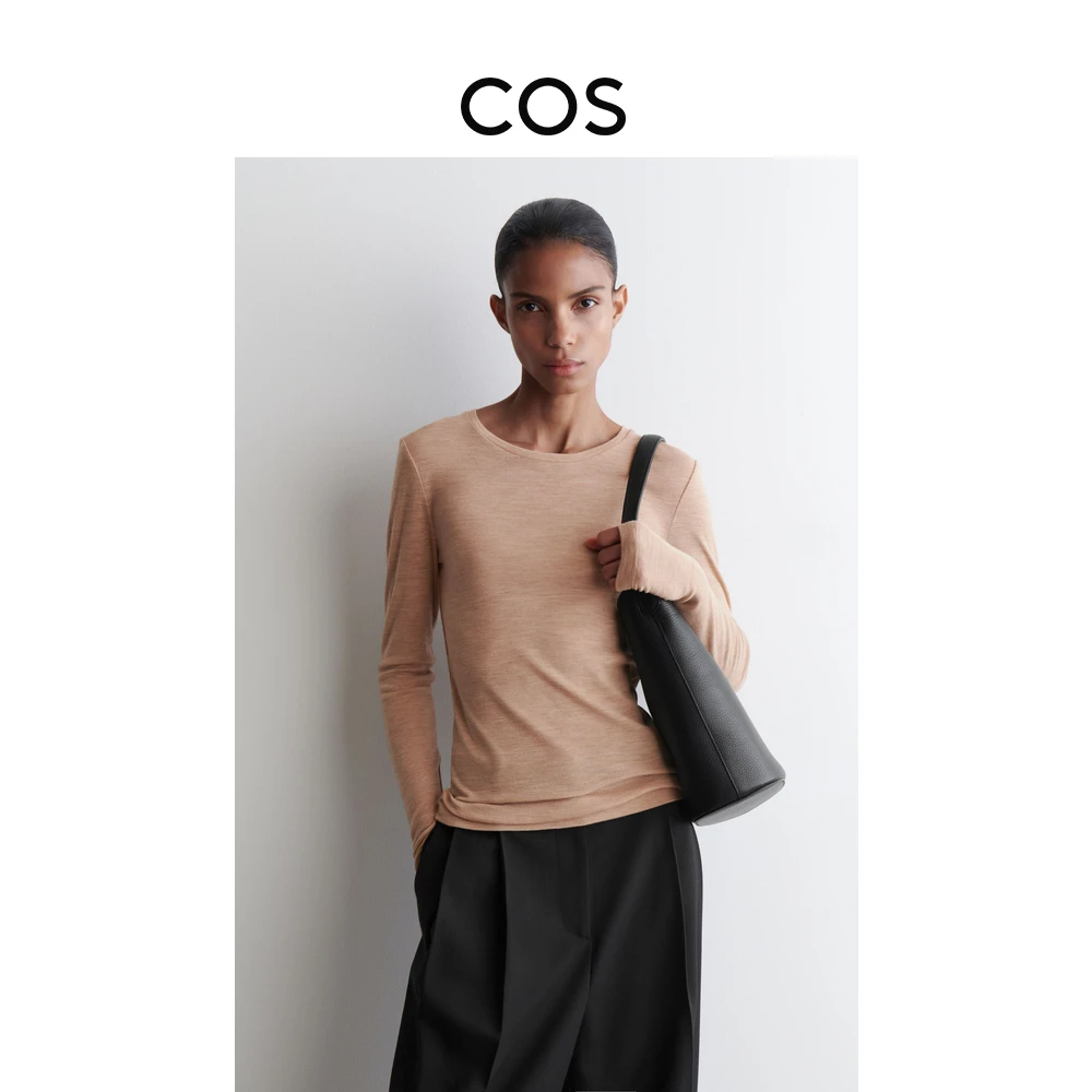 COS女装 修身版型美利奴羊毛打底衫上衣2025秋季新品1288664006