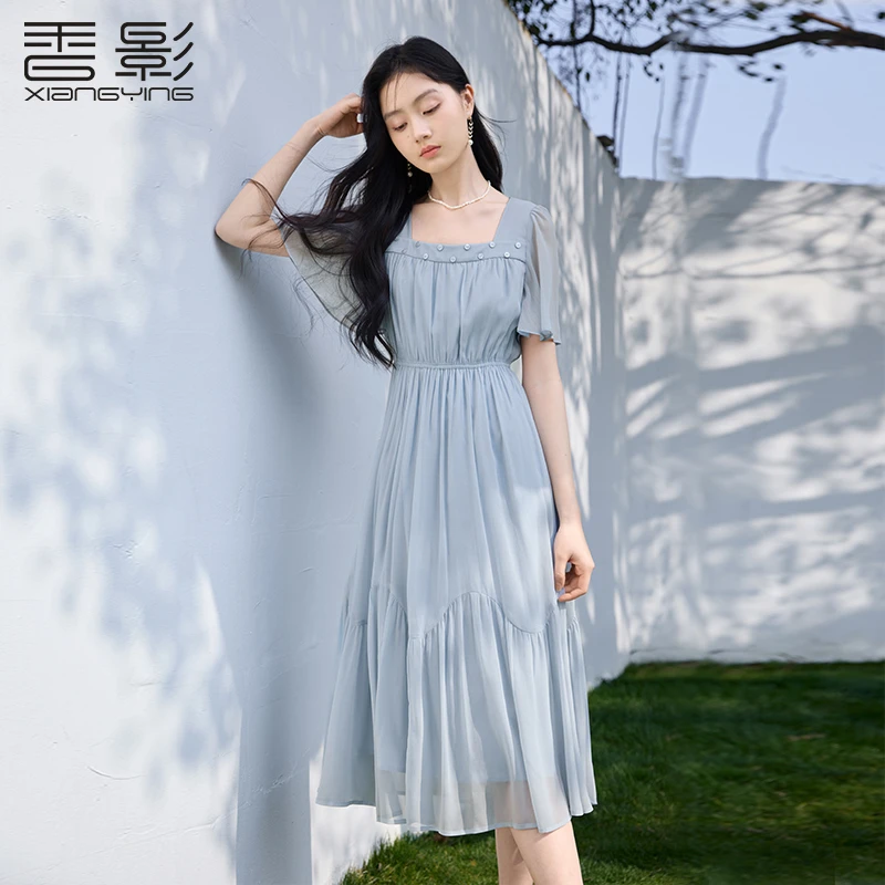 【粉丝专享】L85S208连衣裙 香影雪纺连衣裙女夏季新款气质垂感收