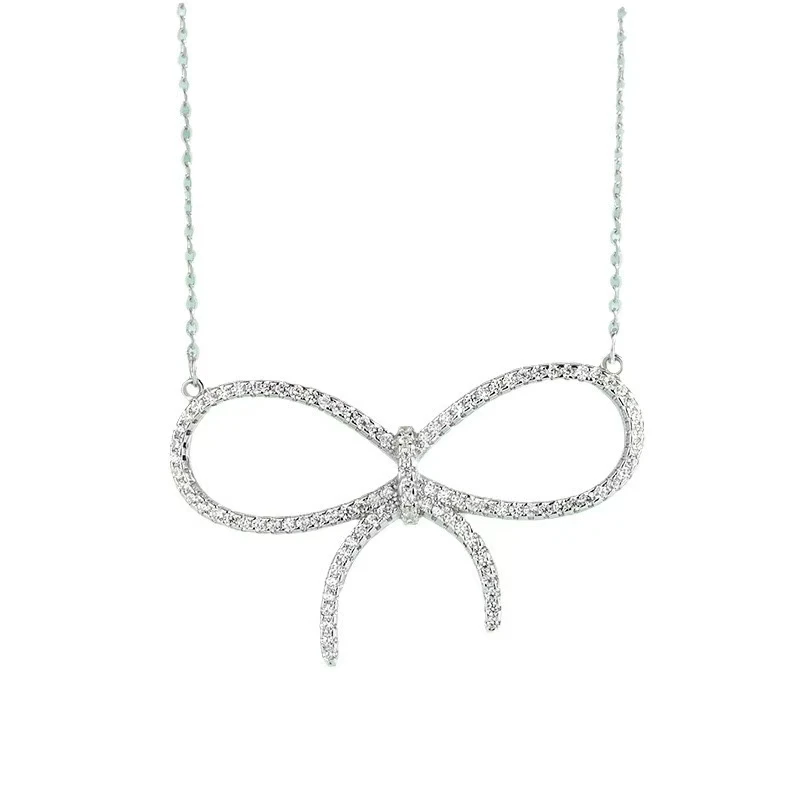 合金锆石吊坠 满钻蝴蝶结项链9891