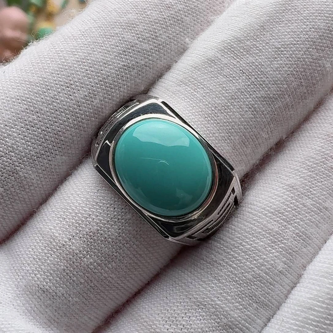 绿松石珠宝奇石银S925镶嵌西**小