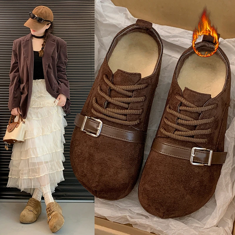 欧货厚底增高勃肯鞋女2025秋冬新款复古百搭丑萌德训鞋英伦棉鞋女