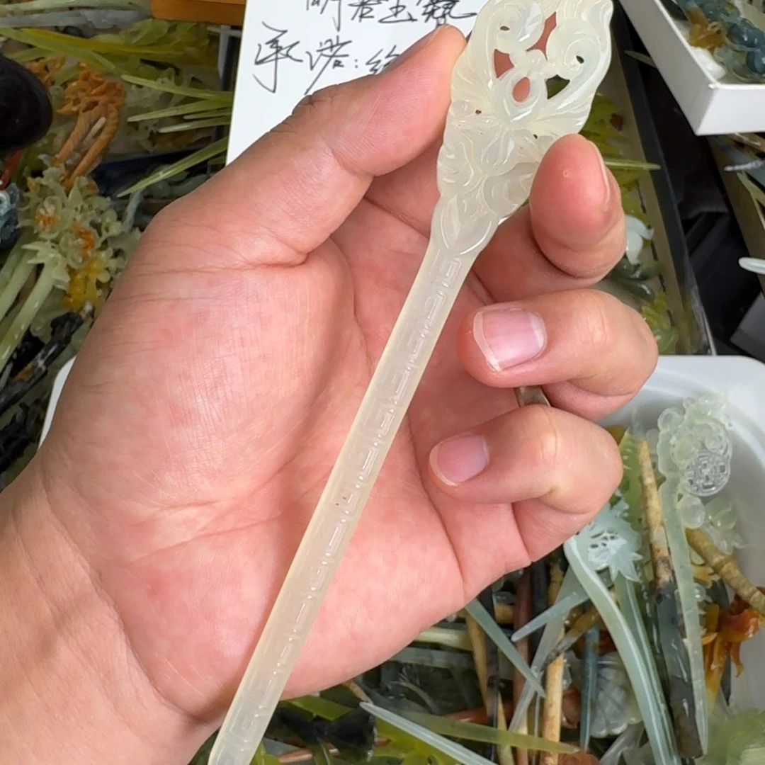 岫玉未镶嵌发饰明君玉簪就是好看
