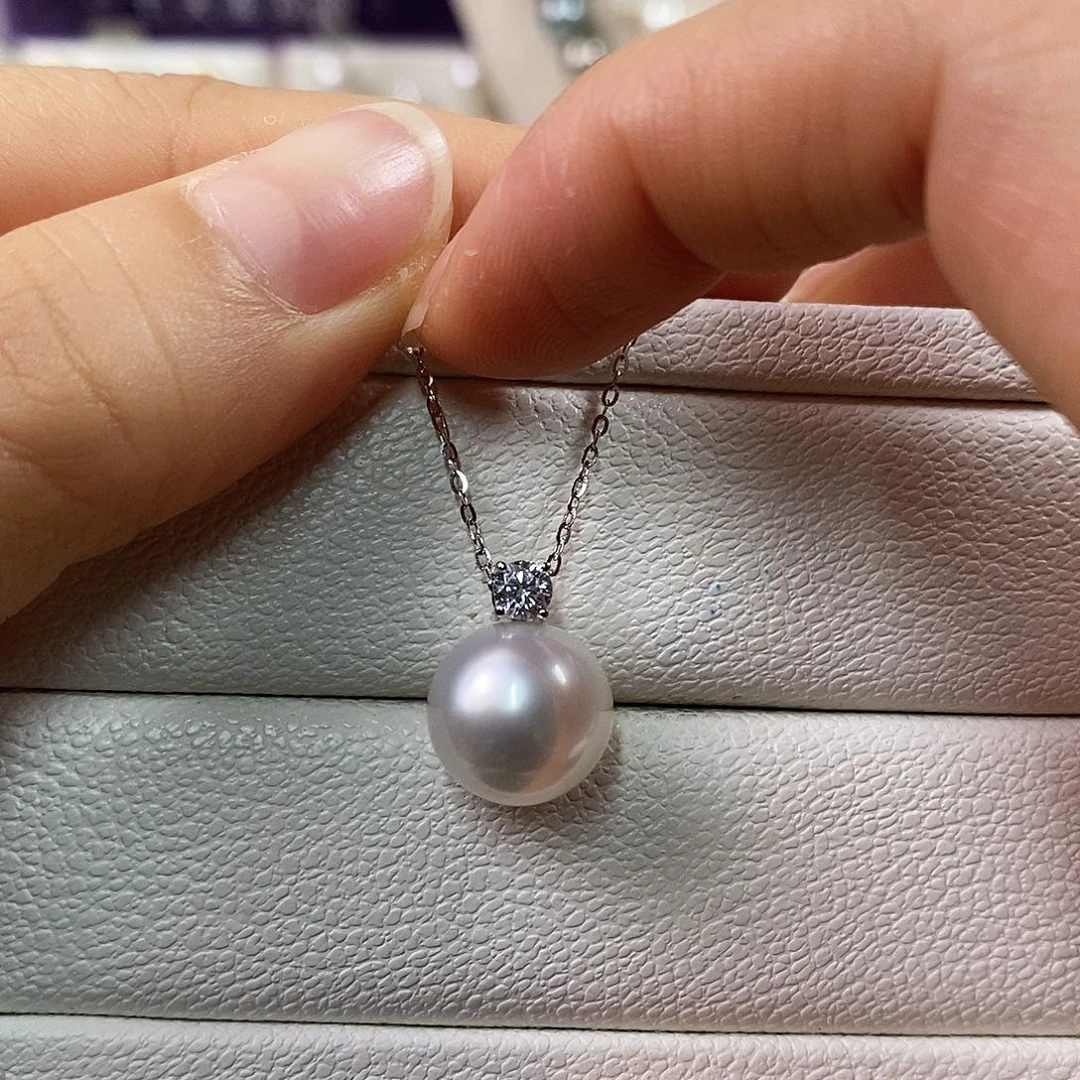 吊坠(不含链)18K金镶嵌海水珍珠12-13m银光澳白吊坠（维纳斯品质）