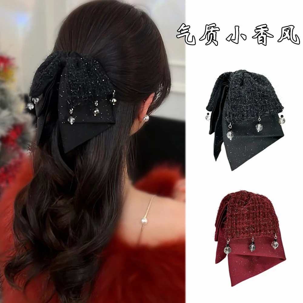 法式小香风马尾抓夹 轻奢气质后脑勺发夹 网红百搭布艺发卡F162