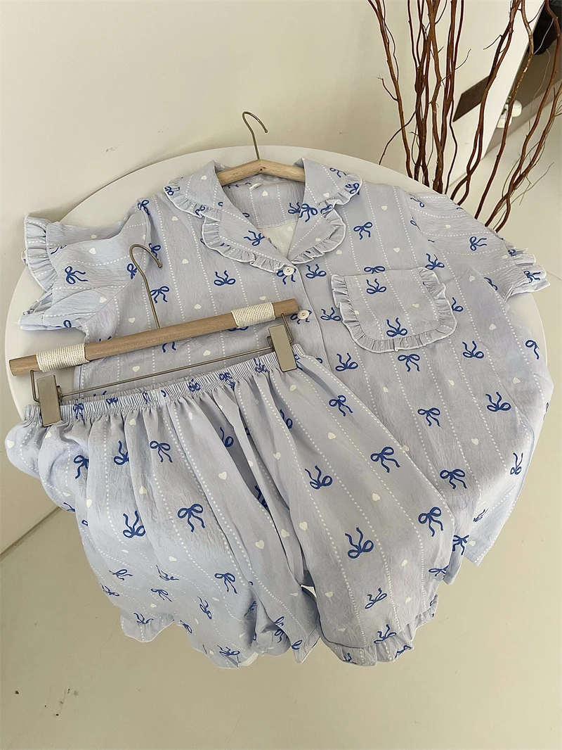 蓝海蝴蝶|230斤胖mm家居服韩版加大版加宽夏季夏天宽松睡衣短袖