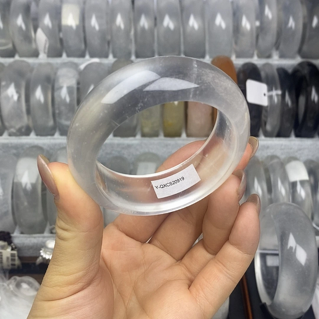 石英质玉未镶嵌手镯53.8黑钢雪轮胎镯微抠包容0919