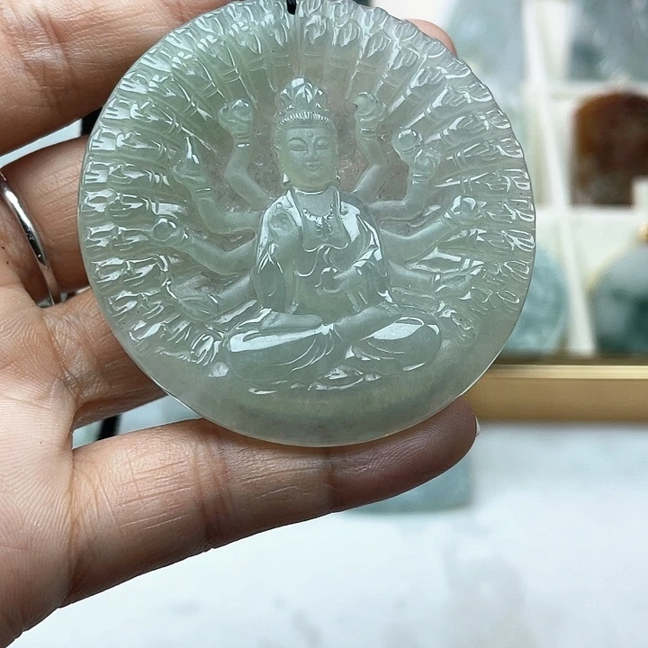 翡翠未镶嵌颈饰男***强天然翡翠A货千手观音
