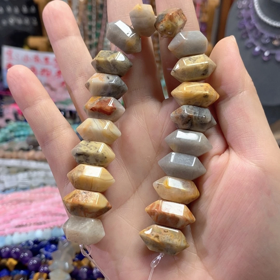 未镶嵌玛瑙/玉髓珠宝半成品疯狂玛瑙双尖20颗