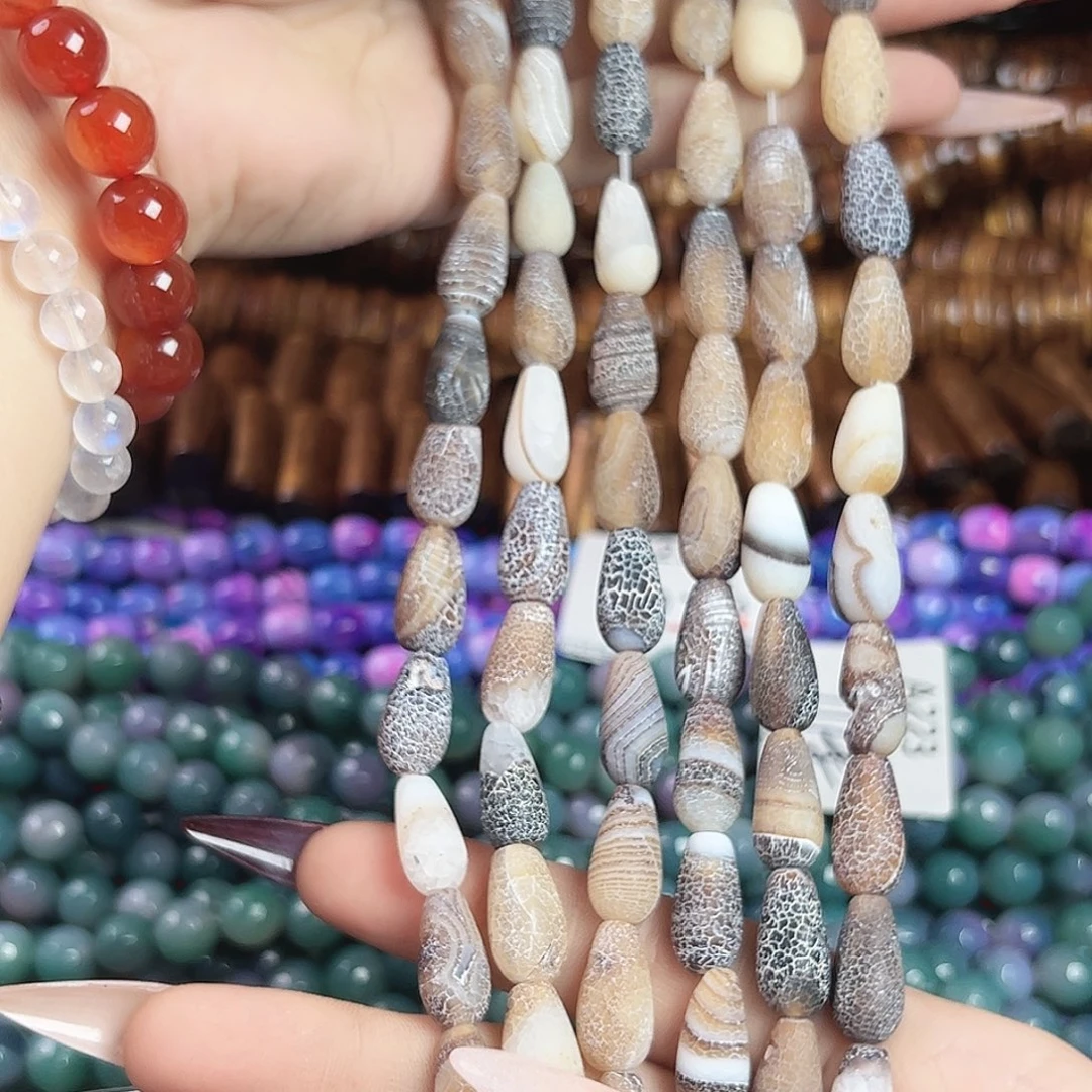 玛瑙/玉髓合金珠宝半成品a253 8.3*15m 药霜水滴一条