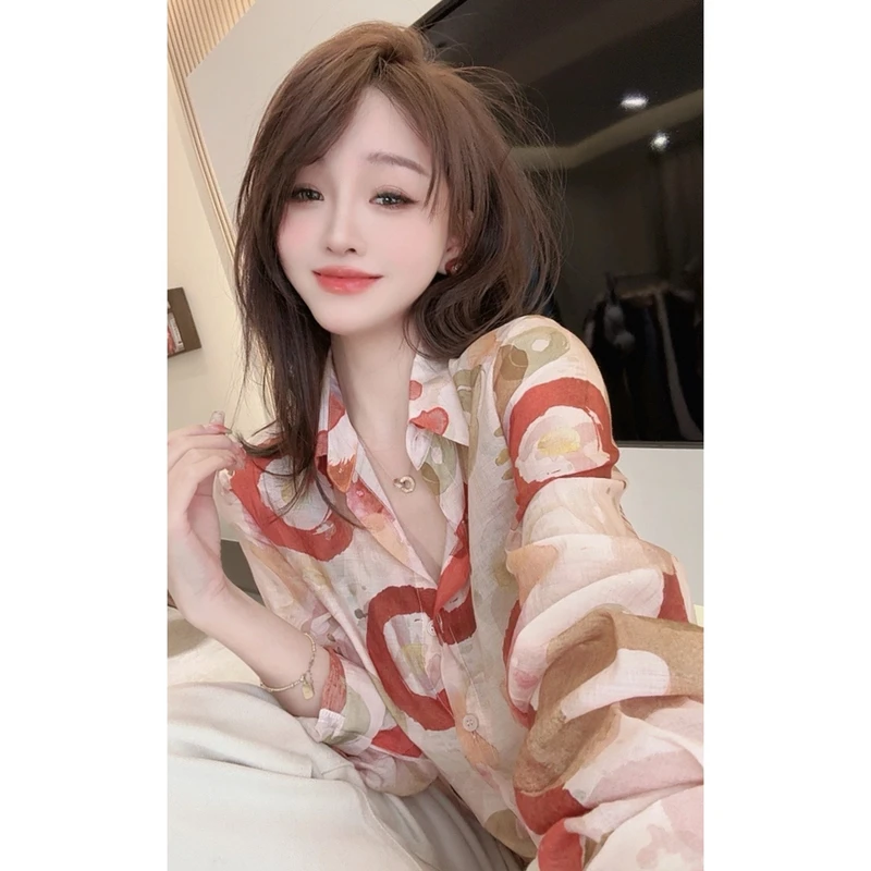 【CHEN】港风气质设计感拼色小衫女人味显白显瘦长袖衬衫女25021602