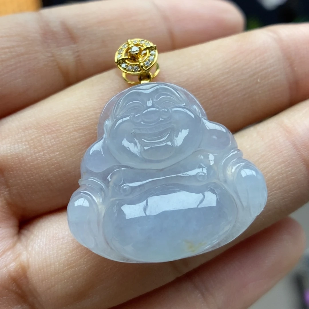 翡翠18K金镶嵌颈饰吊坠
