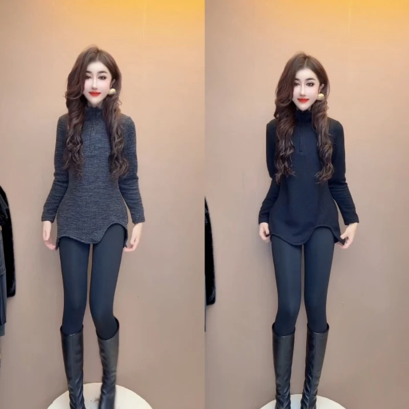 不规则设计感衬衫女长袖立领宽松显瘦秋冬内搭洋气百搭打底衫