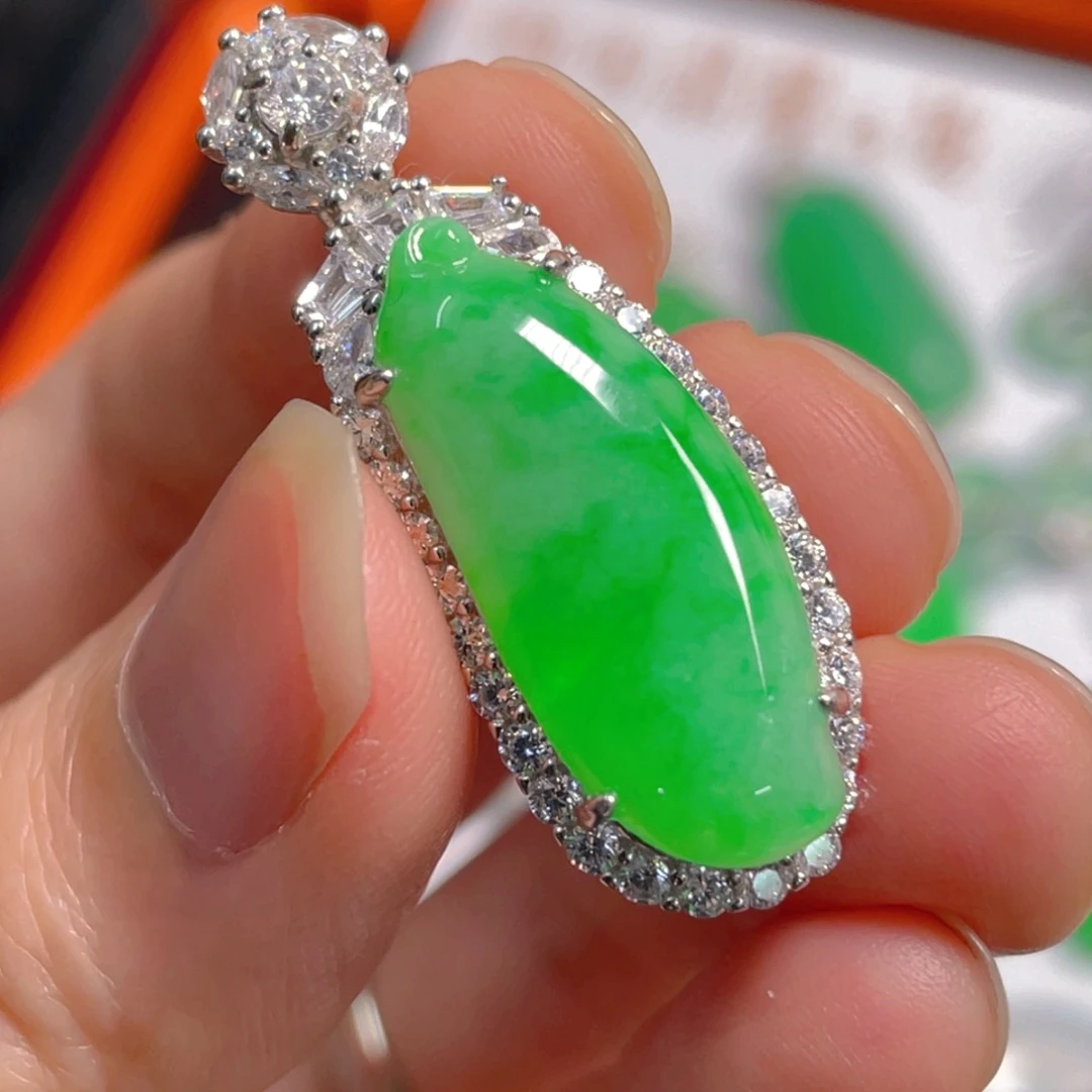 翡翠银S925镶嵌吊坠(不含链)