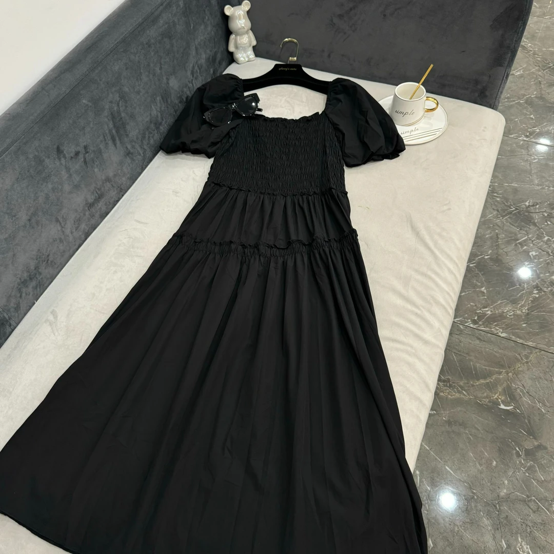 weilai-韩风公主风压褶泡泡长裙-2478