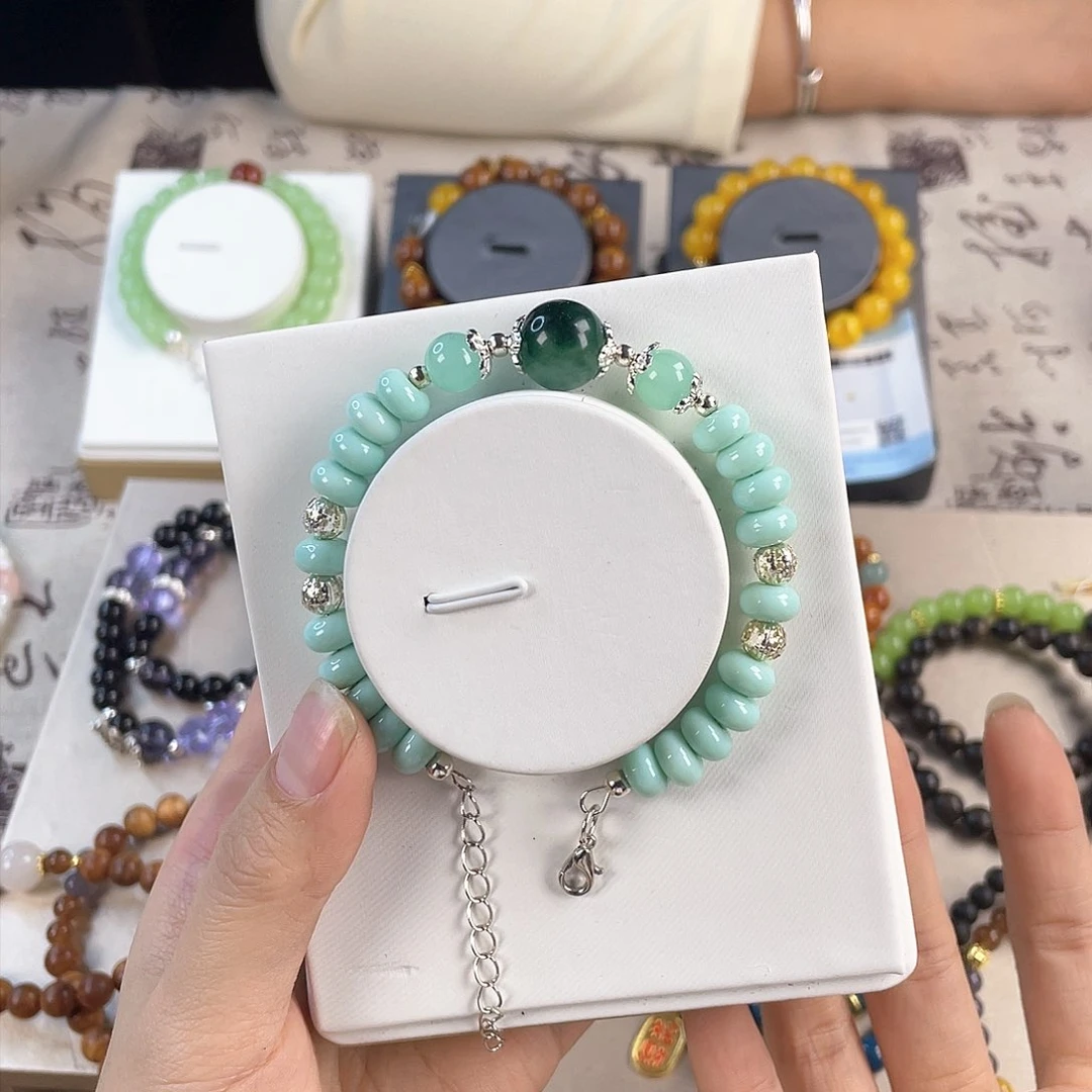 绿松石手饰银S925镀金镶嵌