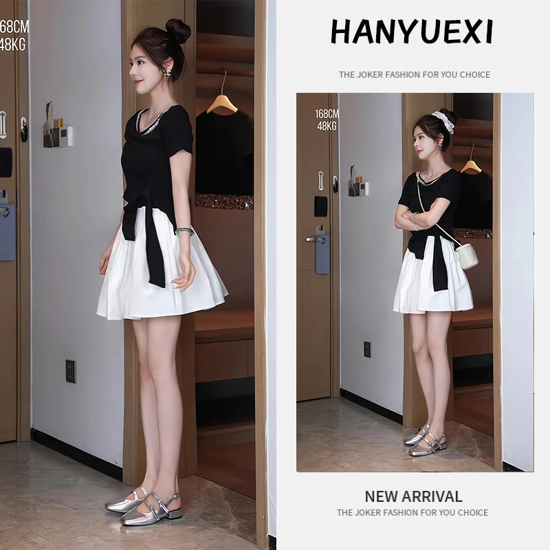 夏季一整套女装2025新款韩版时尚气质减龄休闲短袖上衣短裙两件套