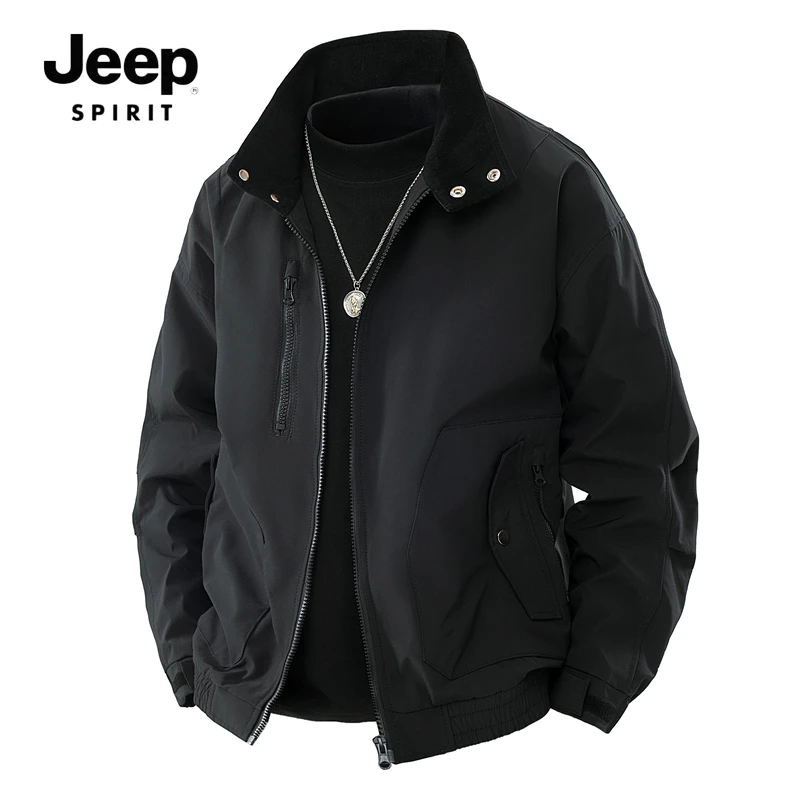JEEPSPIRIT吉普春季穿搭高级感工装外套衣服2025新款情侣夹克上衣