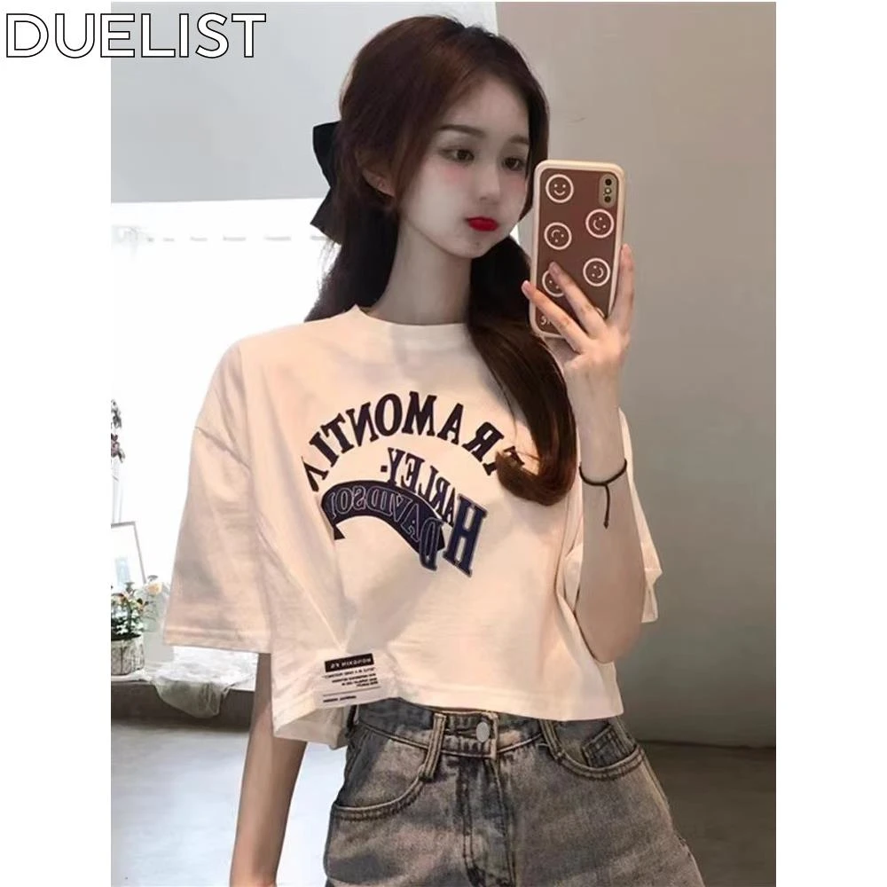 DUELIST法式甜辣风潮流小个子夏装恤女新款小众短袖短款百搭上衣