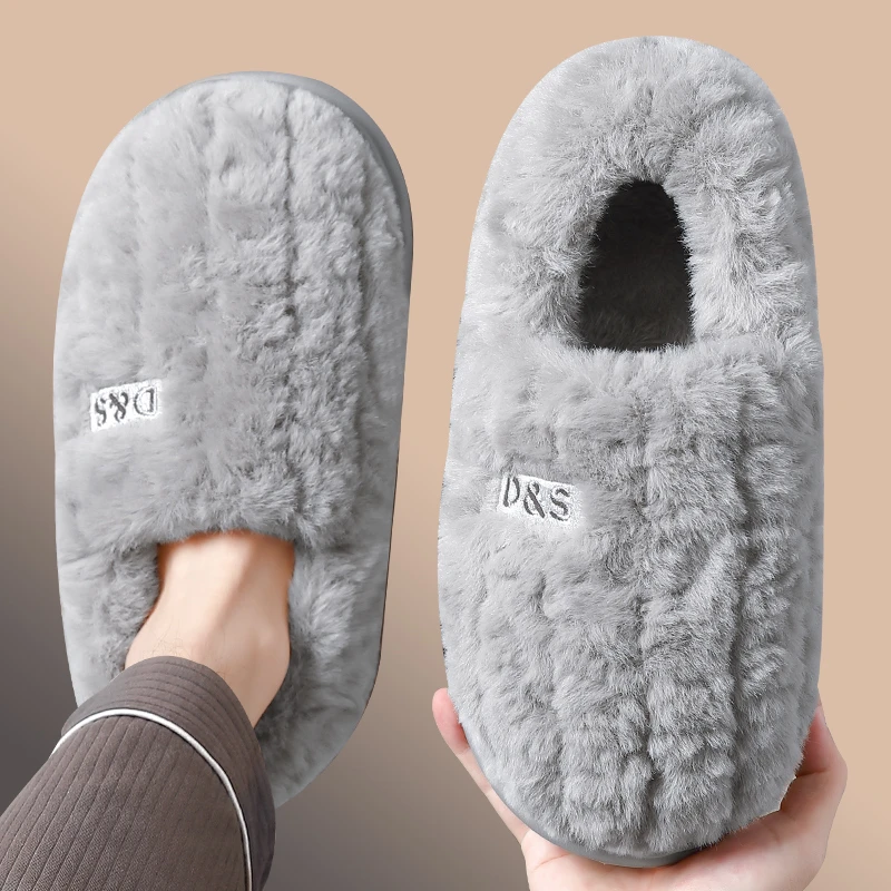男士棉拖鞋冬季包跟外穿室内家居毛绒厚底保暖防滑家用棉鞋男款冬