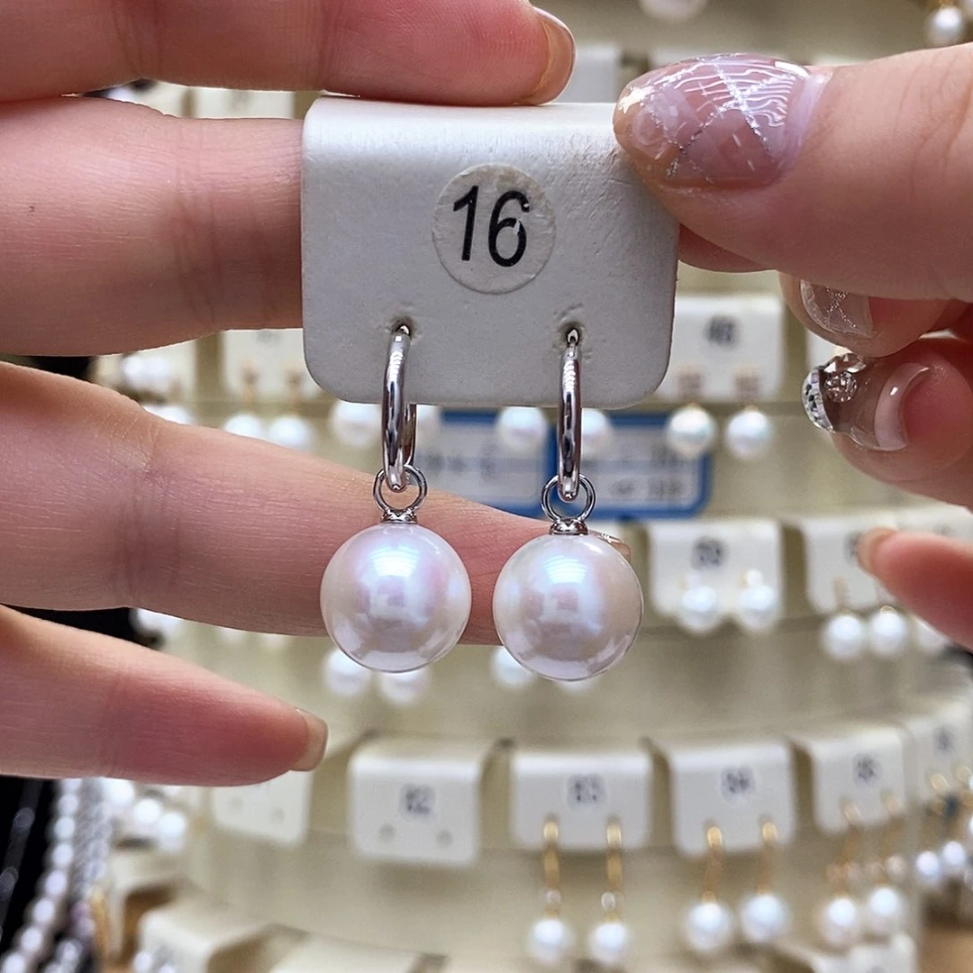 银S925镶嵌淡水珍珠耳饰