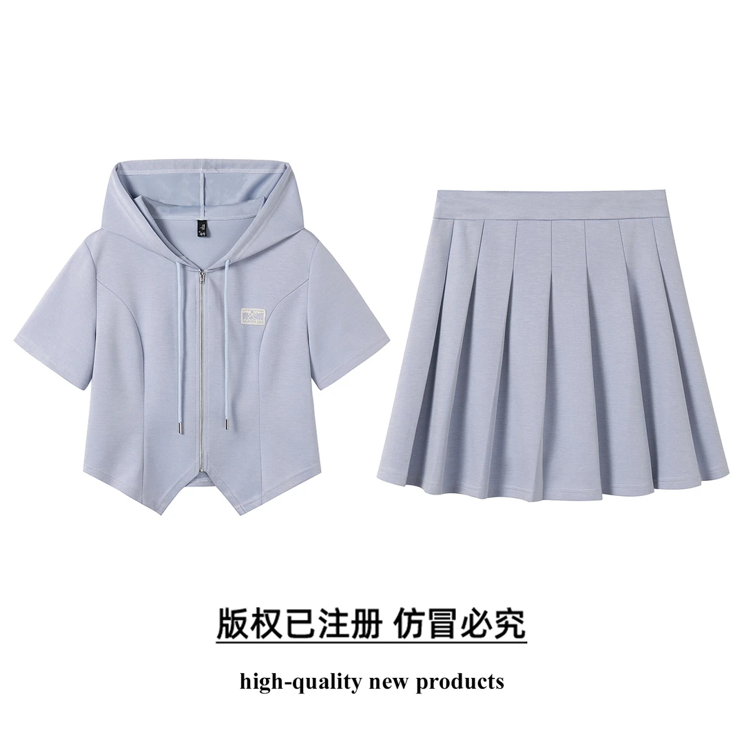 奢姿大码女装2025夏季气质减龄连帽短袖套装胖妹妹减龄时尚套装裙