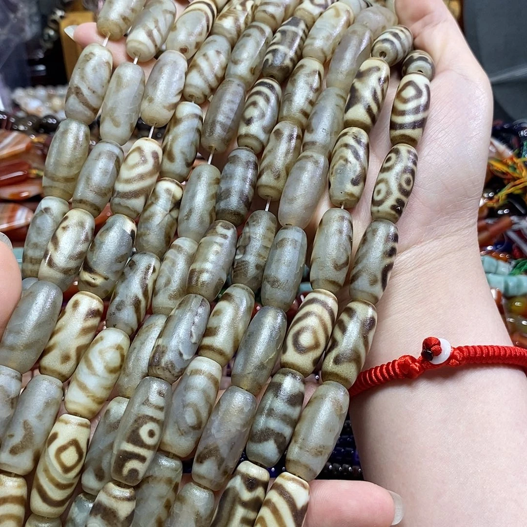 玛瑙/玉髓未镶嵌珠宝半成品摩沙玛瑙天珠一条卡13*28m