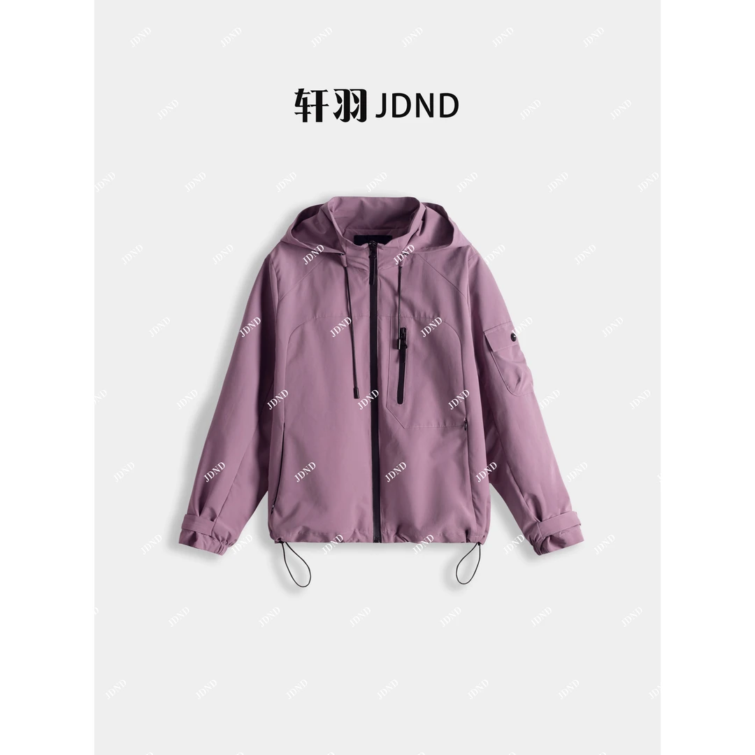 JDND轩羽 雾霾紫色连帽羊毛软壳冲锋衣棉服XY25551