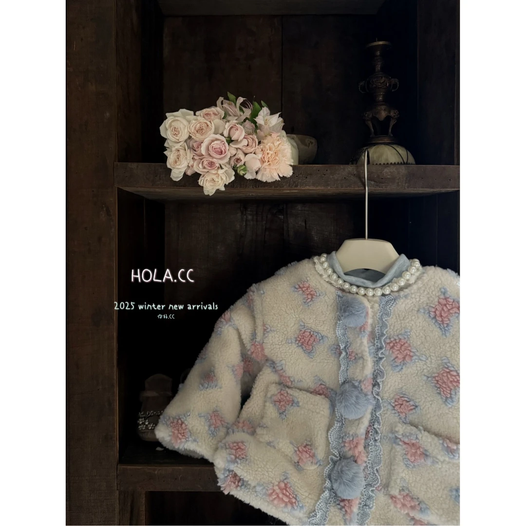 HOLA.CC·25冬~花边毛球外套6625（童装汉服）汉服  米色