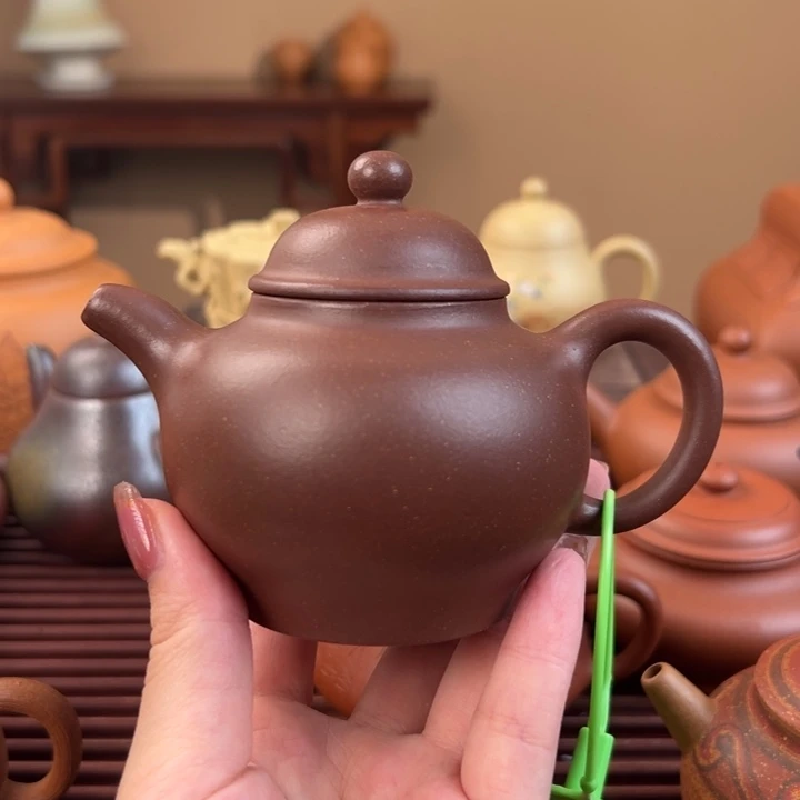 茶壶紫砂甲级紫泥小潘壶175cc