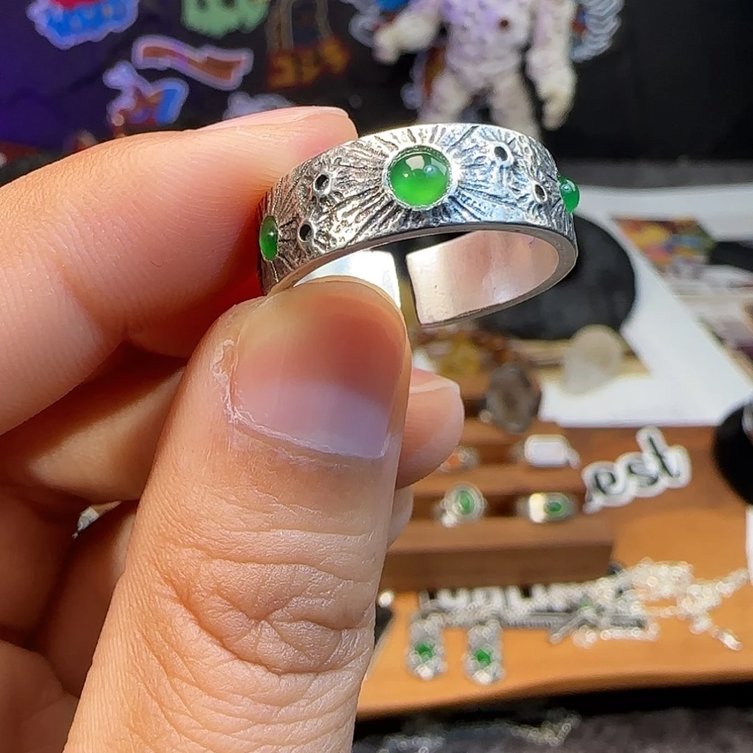 翡翠银S925镶嵌戒指