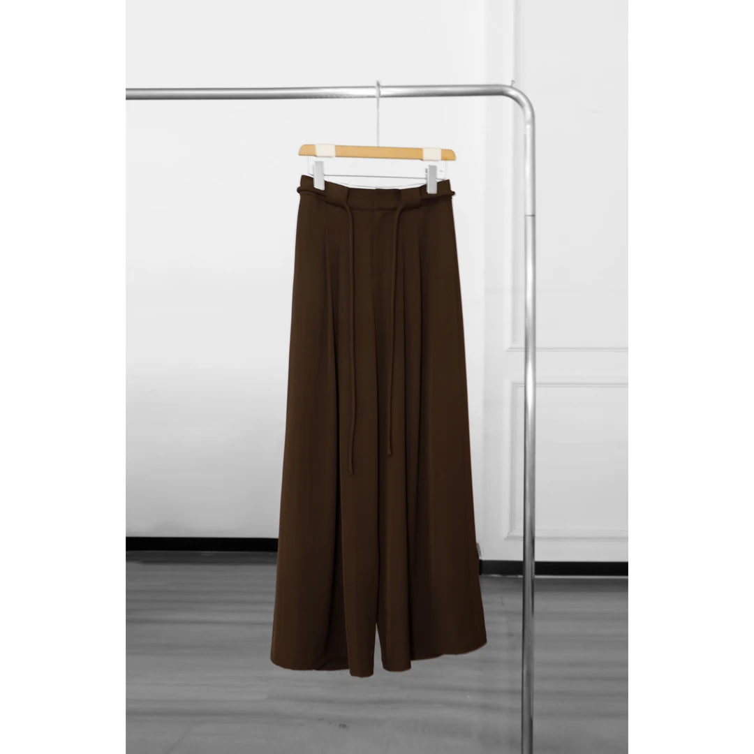 时尚高腰粗绳装饰阔腿休闲裤DLLFY2926