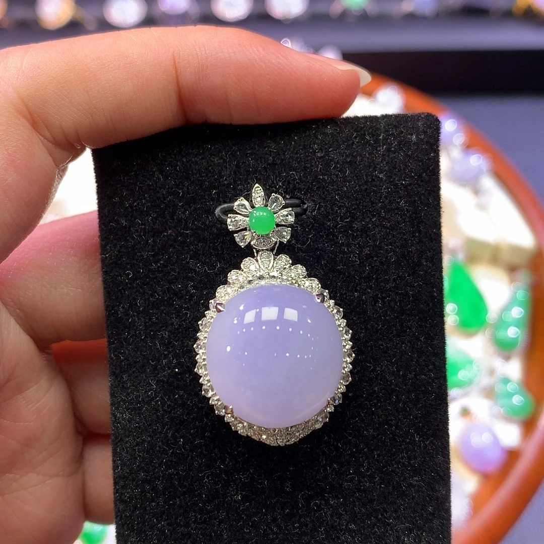 翡翠18K金镶嵌吊坠(不含链)