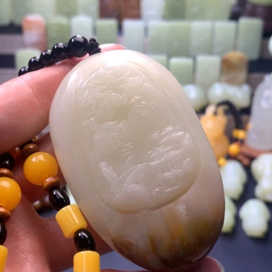 石材方解石手把件