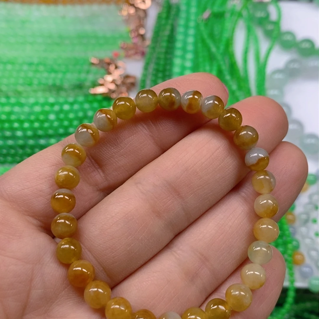 翡翠颈饰未镶嵌冰种黄翡手链6m' m