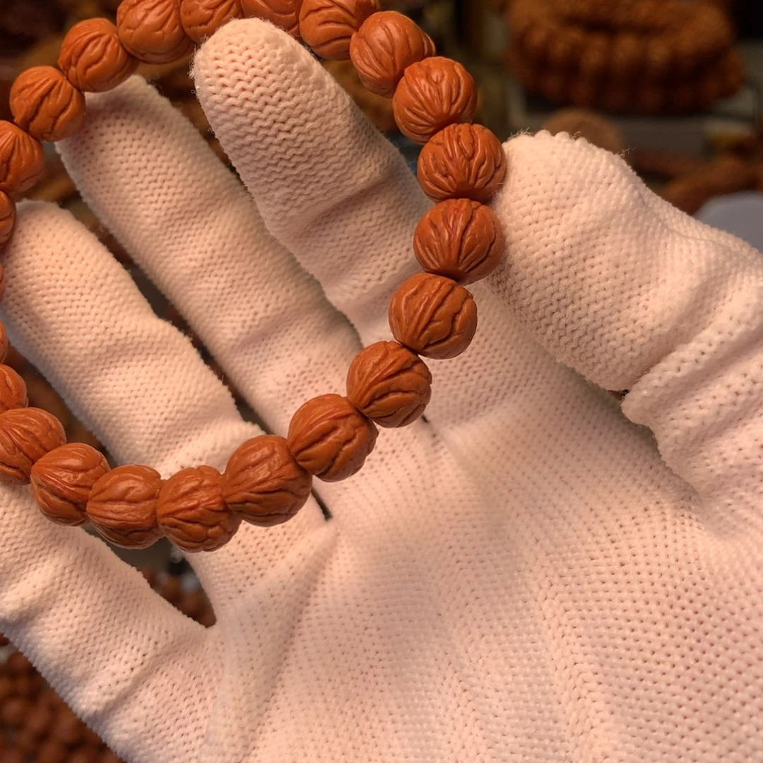 村***长桃核手串秦岭龙纹