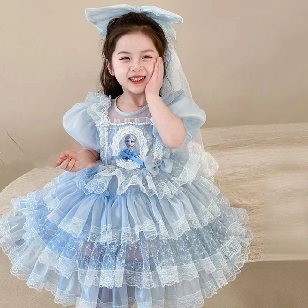 女宝夏款艾莎公主洋气公主纱裙网红款蛋糕纱裙女童裙子连衣裙