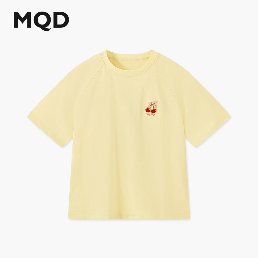 MQD童装女童25夏季新品甜美卡通插肩袖上衣亲肤舒适T恤6652W0315