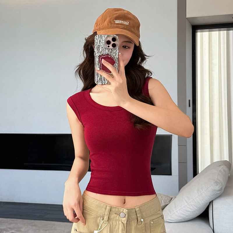 醉梓菡吊带背心女夏季内搭2025新款修身宽肩带遮副乳美背无袖上衣