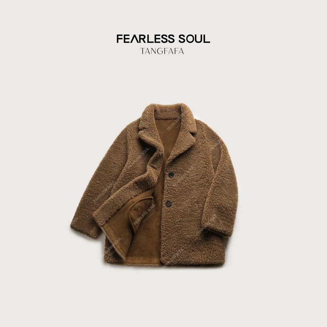 唐发发TFF “泰迪熊”宽松廓形颗粒感羊羔毛立领外套 825FW821 =