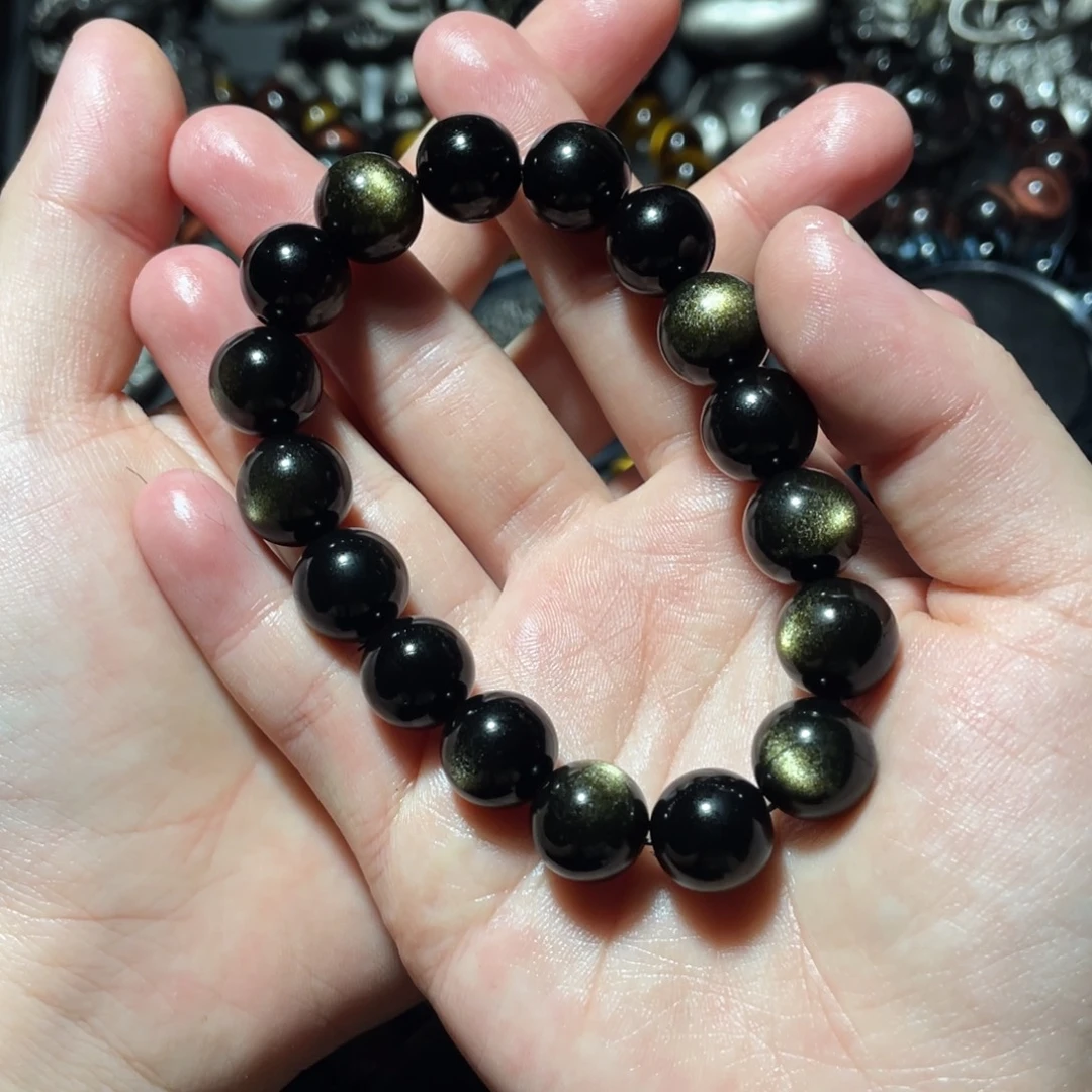 薇***乐黑曜岩未镶嵌手串